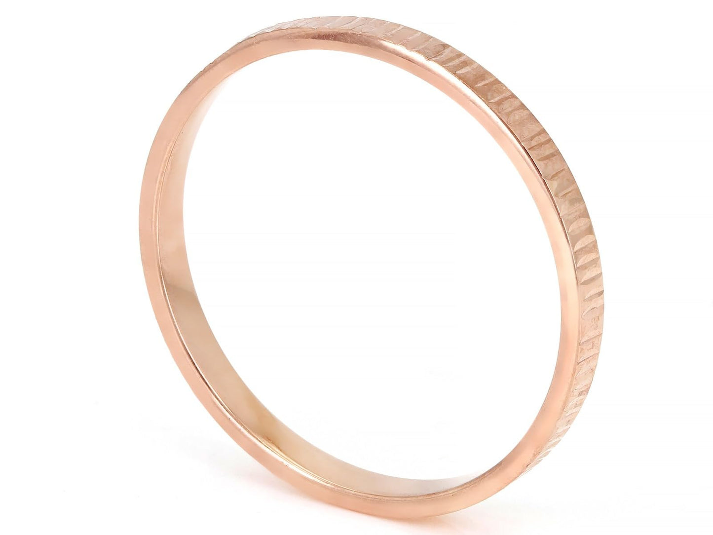 JTV 10K Gold 2 mm Textured Band Ring - Unisex Wedding Band - Elegant, Durable, & Comfortable for Everyday Wear, Anniversary, or Gift - (Rose Gold, 5)