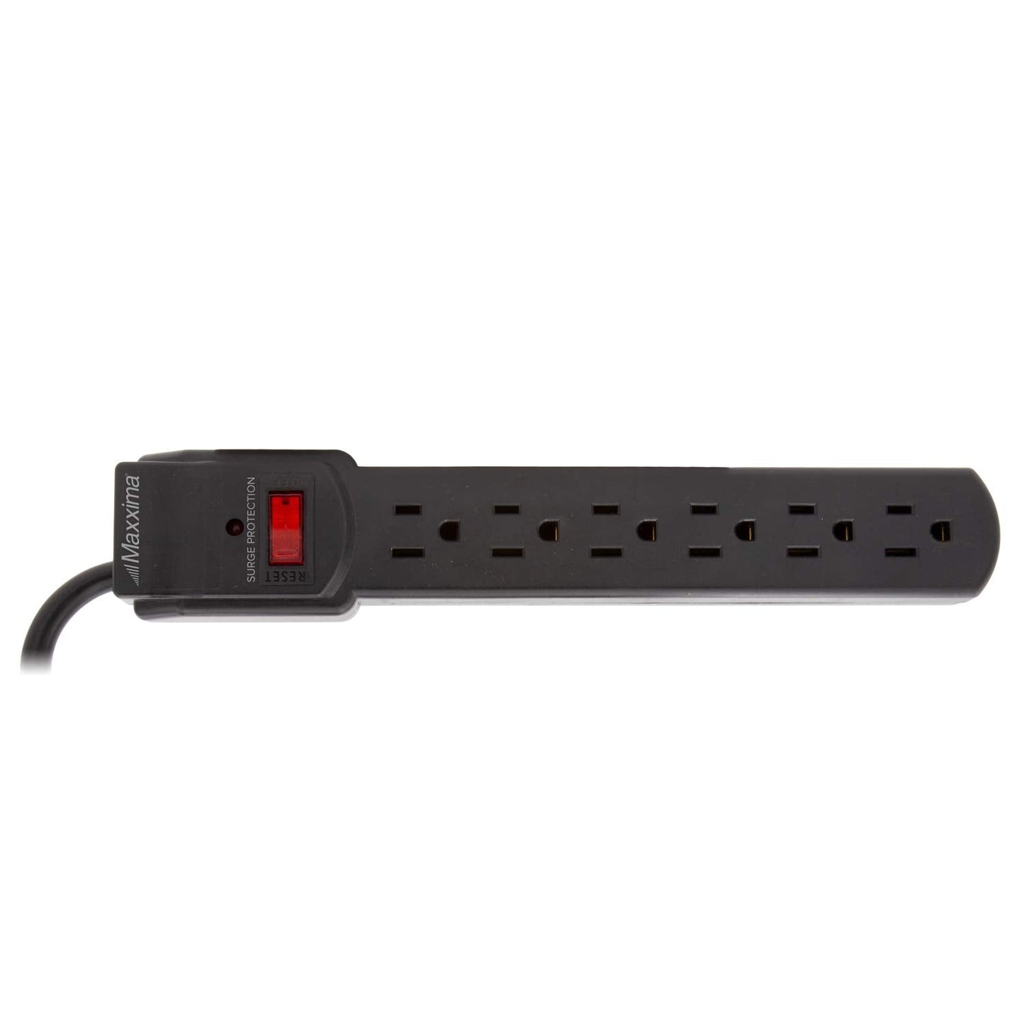 Maxxima 4-Pack 6 Outlet Power Strip Surge Protector - 300 Joules, Features Red On/Off Switch, Powers Multiple Electronics and Devices Simultaneously, Perfect for Home Appliances - Black