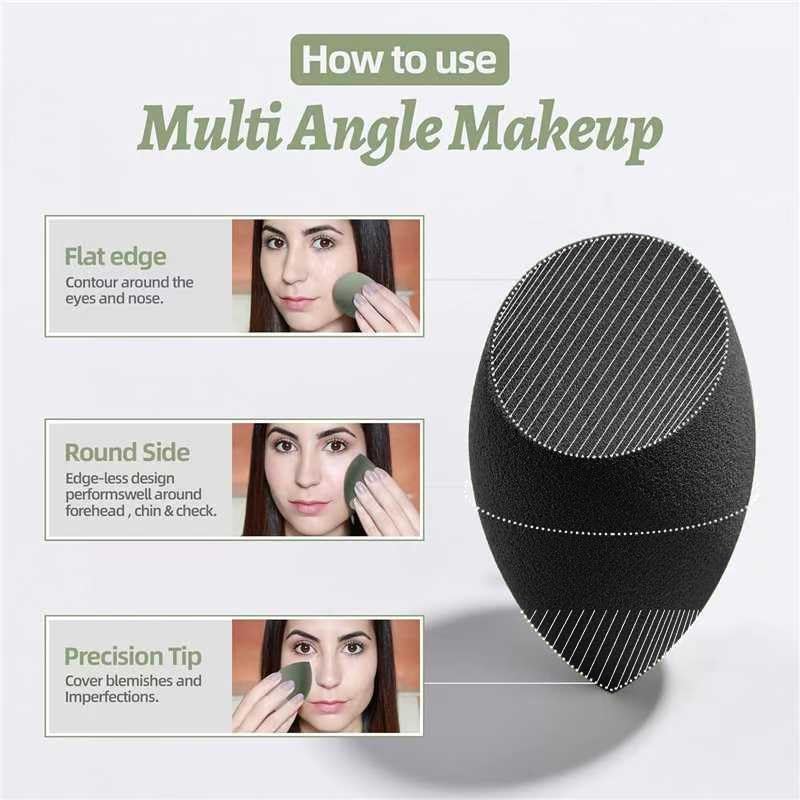 12 Pcs Black Makeup Sponges for Foundation Bulk Latex-Free Reusable big Beauty Sponge Blender Cosmetic Applicator For Powder Cream and Liquid Makeup Tools Set