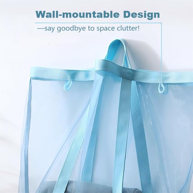 Mesh Bag with Handles, Collapsible Laundry Basket, Foldable Laundry Bag