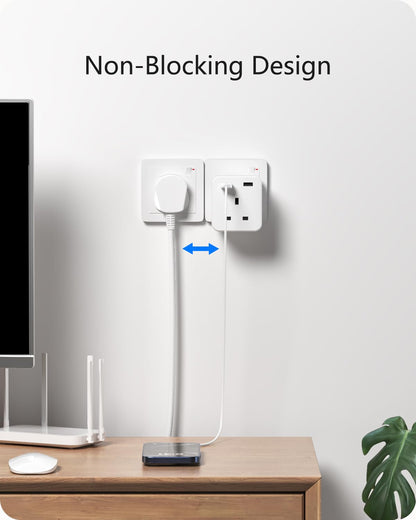 LENCENT Multi Plug Extension with 2 USB, 3 Way 3 Plugs Socket adapter, 5-in-1 Cube Electrical Extender Socket Adaptor, USB Wall Charger, 3 Pin Plug Expander for Home, Office, Kitchen, 13A 3250W