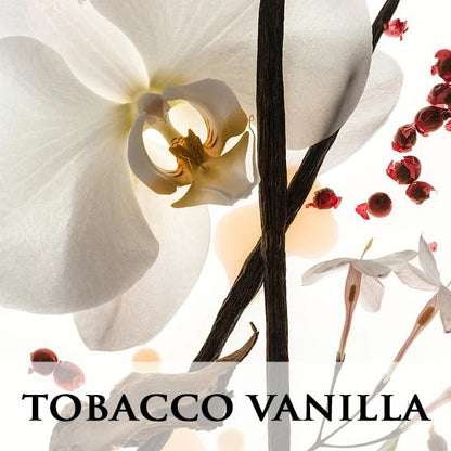 Urban Naturals Tobacco & Vanilla Reed Diffuser Scented Sticks Set | Tobacco Leaf, Bergamot, Vetiver, Bourbon and Vanilla Bean Scented Oils | Decorated with Natural Flowers | Made in The USA