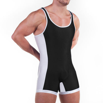 DLSMDOUS Men's Wrestling Singlets Sleeveless Athletic Supporters Wrestling Uniform Sports Bodysuit Jumpsuits for Fun 4309 Black S