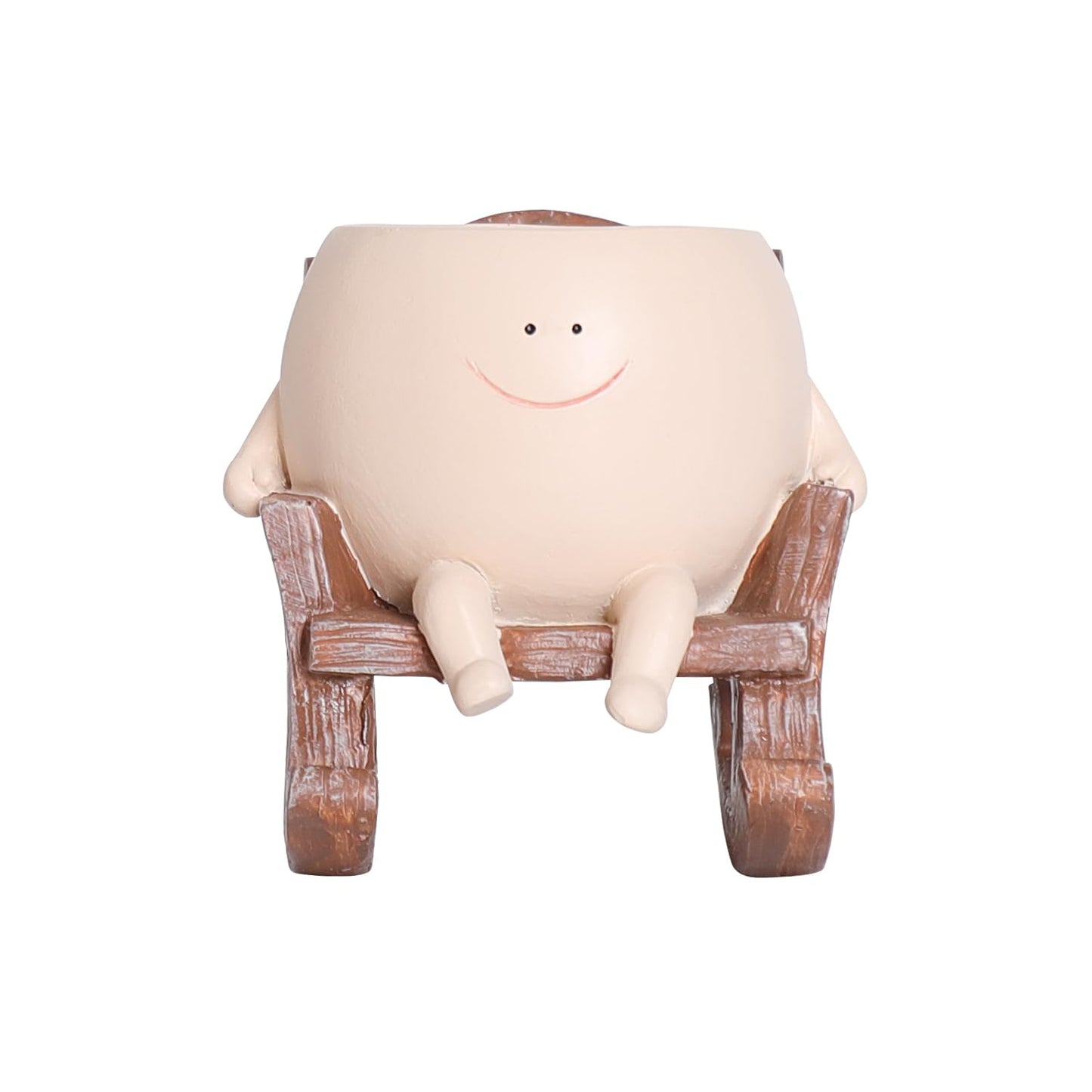 Songgang Smily Face Planter Pot Cute Resin Flower Head Planters for Indoor Outdoor Unique Sit Rocking Chair Succulent Pots Father Mother Gift and Appreciation Christmas with Drainage Hole (Large)