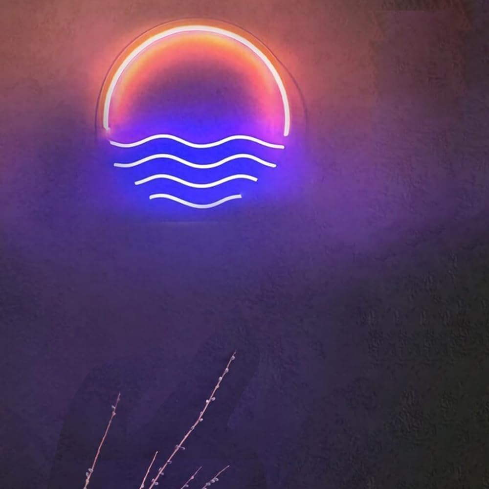 LED Decorative Lights USB Mountains Sunrise Sunset Led Neon Signs Home Decoration Wall Art Holiday Gift Brightness Adjustable 16.5''x11.8''
