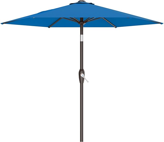 AreShark 7.5FT Patio Umbrella Table Market Umbrella with 6 Sturdy Ribs, Button Tilt/Crank Heavy-Duty Round Outdoor Umbrellas for Garden, Deck, Backyard,and Pool, Royal Blue