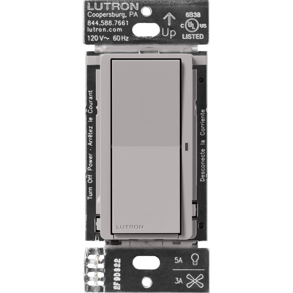 Lutron Claro Smart Light Switch for Caseta Lighting, for LED Lights, Fans, 5 Amp, Single-Pole/3-Way, Neutral Required, DVRF-5NSS-WH-2, White, 2 Pack