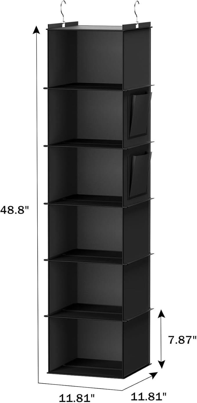 YOUDENOVA Hanging Closet Organizer, 6-Shelf Closet Hanging Storage Shelves