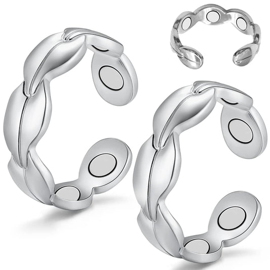 Cigmag 2PCS Copper Rings for Women Adjustable Solid Pure Copper Ring with Present Box