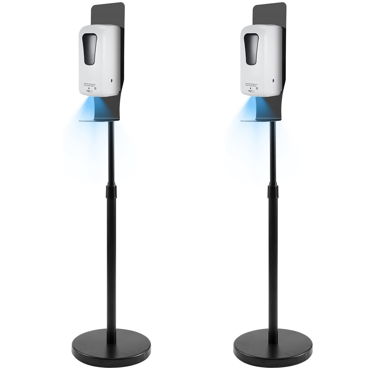 Blulu 2 Pack Automatic Hand Sanitizer Dispenser with Stand and Drip Catcher and Refillable Bottle Stand Sanitizing Station for Restaurants, Schools, Churches