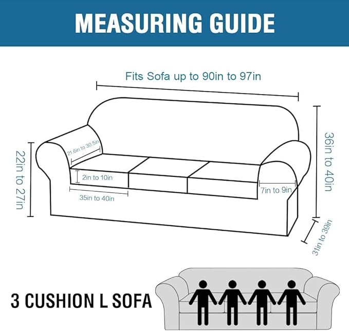 H.VERSAILTEX High Stretch Sofa Slipcover 4 Piece Cover Velvet Furniture