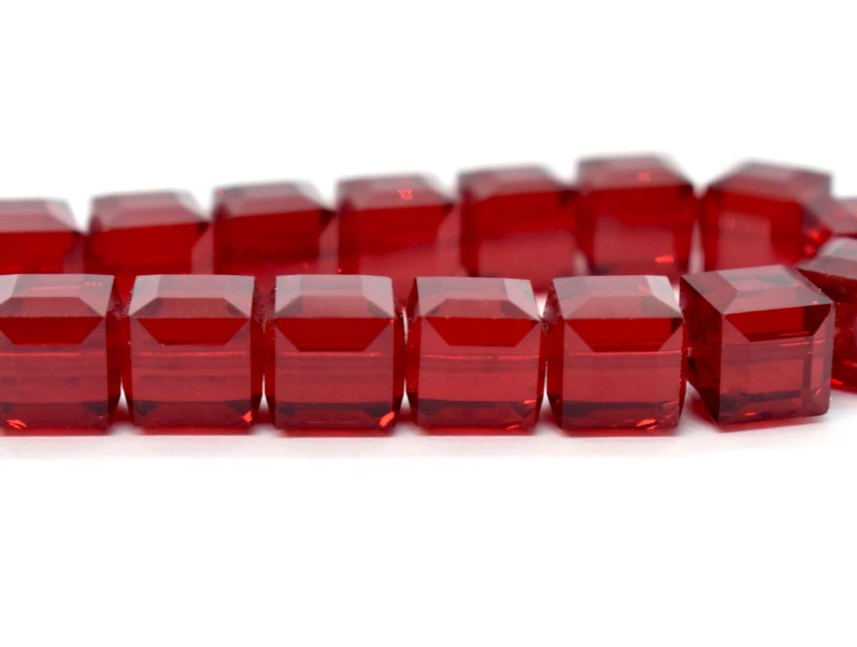 50pcs Adabele Austrian 8mm Faceted Cube Crystal Loose Beads Siam Red Compatible with Swarovski Crystals Preciosa 5601 SSC805