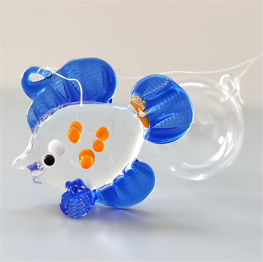 ZHU IN SY Color Bubble Fish Miniature Hand Blown Tropical Fish Figurine Art Glass Sea Animals,Set of 6 for Small and Medium Fish Tanks (A)
