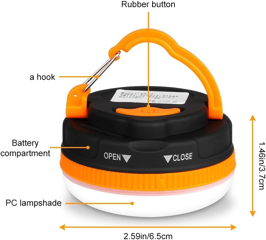 flintronic 3PCS Camping Lights, Camping Light LED Tent Light Portable Outdoor Tent SOS Light 5 Modes with Hook, IP43 Waterproof for Hiking Fishing Emergency Home Power (Not Include Batteries)
