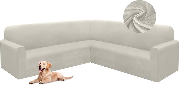 HDCAXKJ Corner Sectional Couch Covers Velvet Stretch L Shape Sofa Cover Soft
