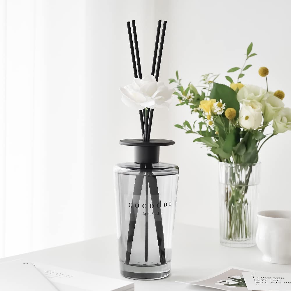 COCODOR White Flower Reed Diffuser/April Breeze / 500ml / 1 Pack/Large Capacity Scent Diffuser for Bathroom Kitchen Bedroom Shelf Décor