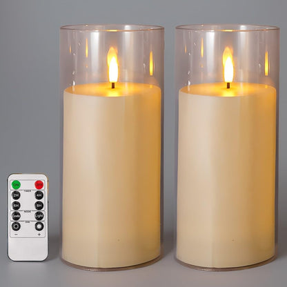 Niceme 9” x 4” Large Waterproof Outdoor Flameless Candles with Remote Control Timer, Flickering LED Pillar Candles Battery Operated for Indoor Outdoor Lanterns Patio Porch Decor, Long Lasting Set of 2