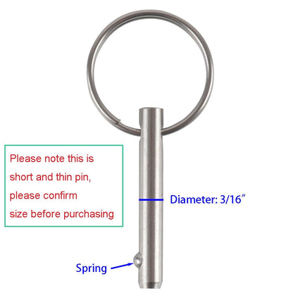 4 Pack Small Quick Release Pin, Diameter 3/16", Usable Length 0.95", Full 316 Stainless Steel, Bimini Top Pin, Marine Hardware
