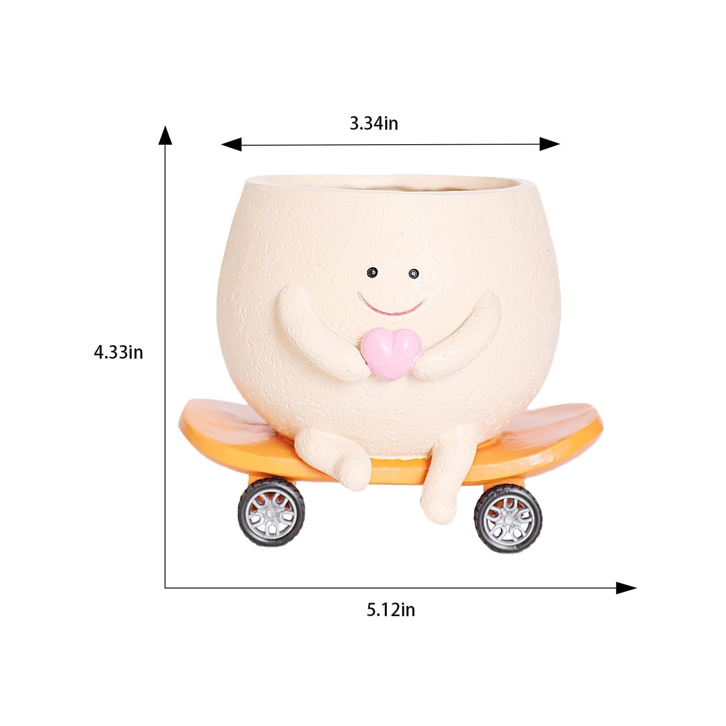 Camotank Face Head Planters Cute Plant Pots for Indoor Plants, Funny Skateboarding Planter Smiley Face Flower Pots for Succulents Outdoor Plants Gift Ideal for Mother and Christmas