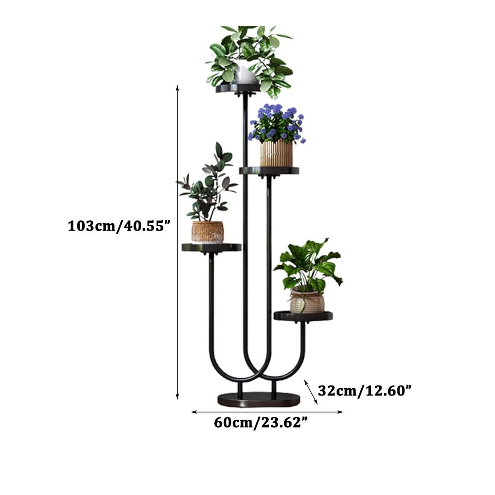 IOEDHW 4-Tier Black Metal Plant Stand, 40 Inch Tall Corner Indoor Plant Stand With 4 Tray, Small Metal Plant Flower Stand Outdoor For Patio Garden Balcony Living Room