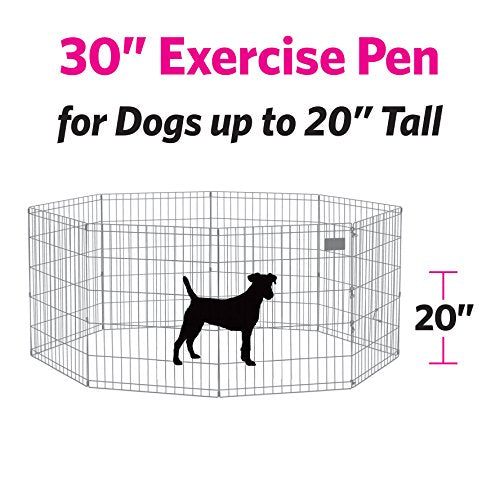 New World Folding Metal Dog Exercise Pen and Pet Playpen with No Door, Includes Grounding Stakes and Provides 1.5 Meters of Play Space, 76 cm Tall, Black E-Coated, B552-30