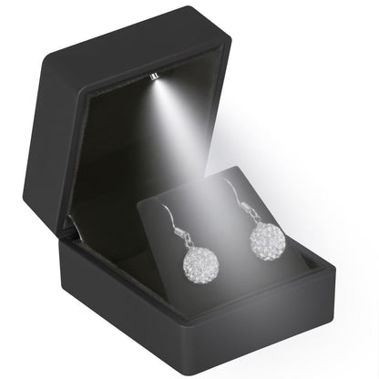 LED Stud Earring Jewelry Gift Box for Proposal, Wedding, Engagement，Birthday Luxury Jewelry Gift Box with LED Light, Jewellry Display Box (Black)