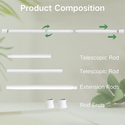 Extendable Curtain Pole Telescopic Spring Tension Rod Heavy Duty Room Divider No Drilling Curtain Rod Adjustable Pole for Wardrobe Window,Shower,Bedroom,Doorway