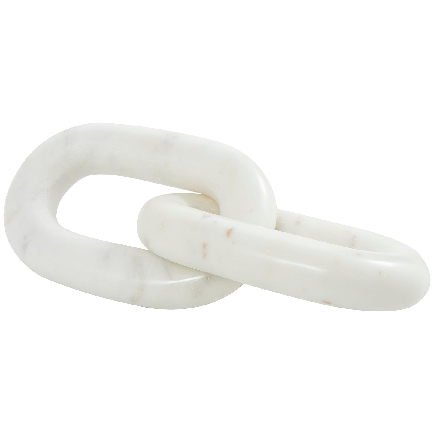 Deco 79 Marble Chain Handmade Decorative Sculpture Geometric 2 Link Home Decor Statue, Accent Figurine 9" x 4" x 2", White