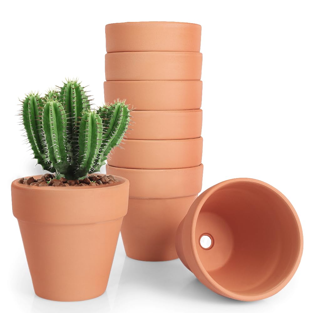 FCFKUK 4 inch Terracotta Clay Pots, 24 Pack Clay Flower Pots with Drainage, Great for Plants, DIY, Crafts, Wedding
