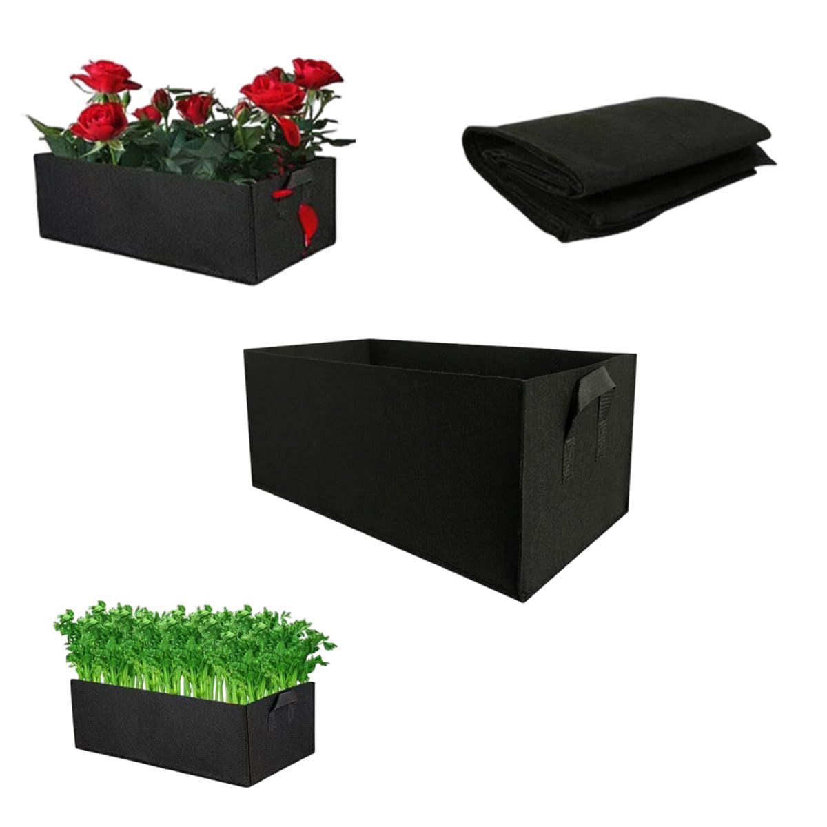 Fabric Raised Garden Bed with Dividers,Large Garden Grow Bags Rectangle Breathable Planting Containers,Suitable for Growing Flowers and Vegetables (Black 19.69 * 11.80 * 7.87 inches)