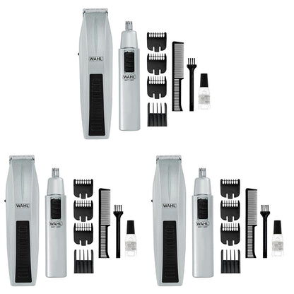 Wahl Beard Trimmer for Men - Battery Operated Facial Hair Grooming Set for Mustaches, Beard, Neckline, Light Detailing and Grooming with Bonus Battery Nose & Ear Hair Trimmer - Model 5537-420