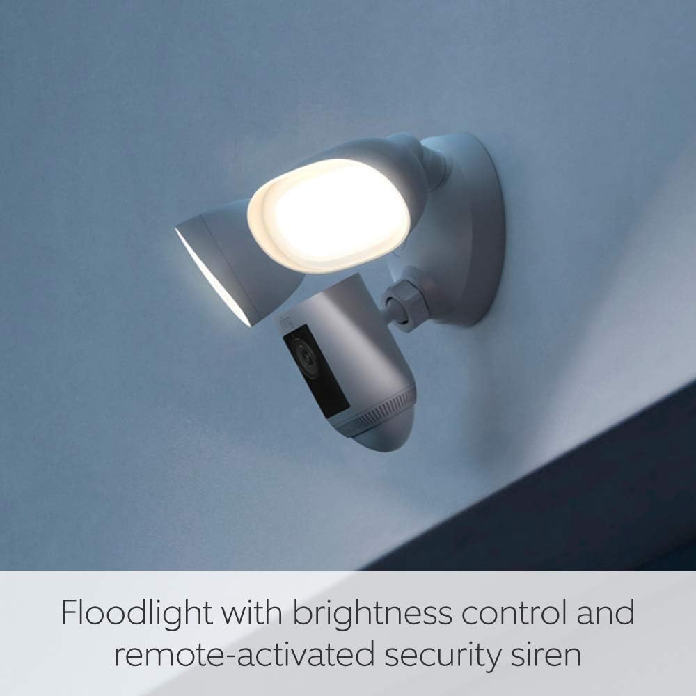 Ring Floodlight Cam Wired Pro | Outdoor Security Camera with 2K Video with Ring Vision, 3D Motion Detection, Bird's Eye View, Siren, alternative to CCTV system | 30-day free trial of Ring Home
