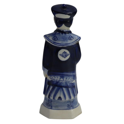 SYNWISH Hand Painted Antique Blue and White Porcelain Figurines Qing Dynasty Ceramic Chinese Emperor Statue Traditional Home Decor Table Accessory (Small - Qianlong)