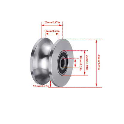 Sliding Gate Rollers Stainless Steel U Groove Wheel Heavy Duty Cable Pulley Block U Shaped Rail Gate Wheels Quiet and Smooth Operation Plate Caster with Bearing for Barn Door Track