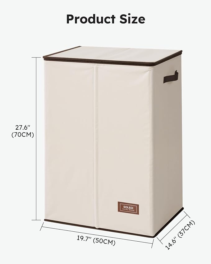 SOLEDI Laundry Hamper with Lid 130L Large & Tall Collapsible Laundry Basket