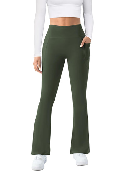 Womens Yoga Pants with Pockets High Waisted Flare Leggings Bell Bottom Yoga Dress Pants Seamless Bootcut Pants
