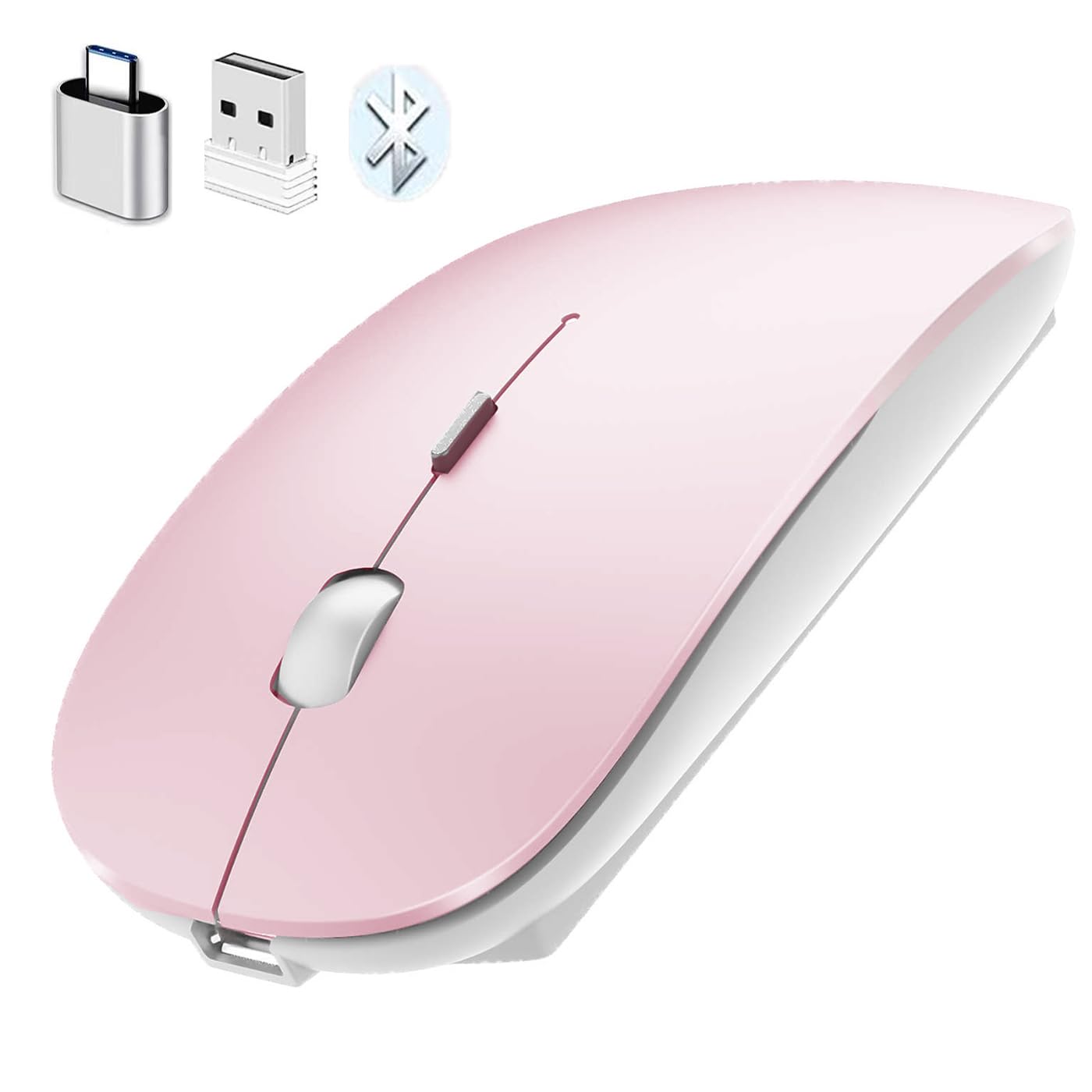 Bluetooth Wireless Mouse for Laptop mac MacBook ipad MacBook air MacBook pro pc Desktop Computer Windows Chromebook Notebook (Silver)