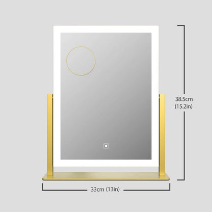Lighted Makeup Mirror, 17.2"x13.6" Hollywood Vanity Mirror with Lights, Three Color Modes, Smart Touch Control, 360°Rotation,with 5X Magnifying Glass