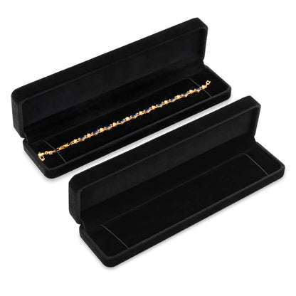 iSuperb Set of 2 Velvet Necklace Box Long Bracelet Box Display Chain Jewelry Box Case 8.7x1.6x2inch for Necklace Storage Gift Box