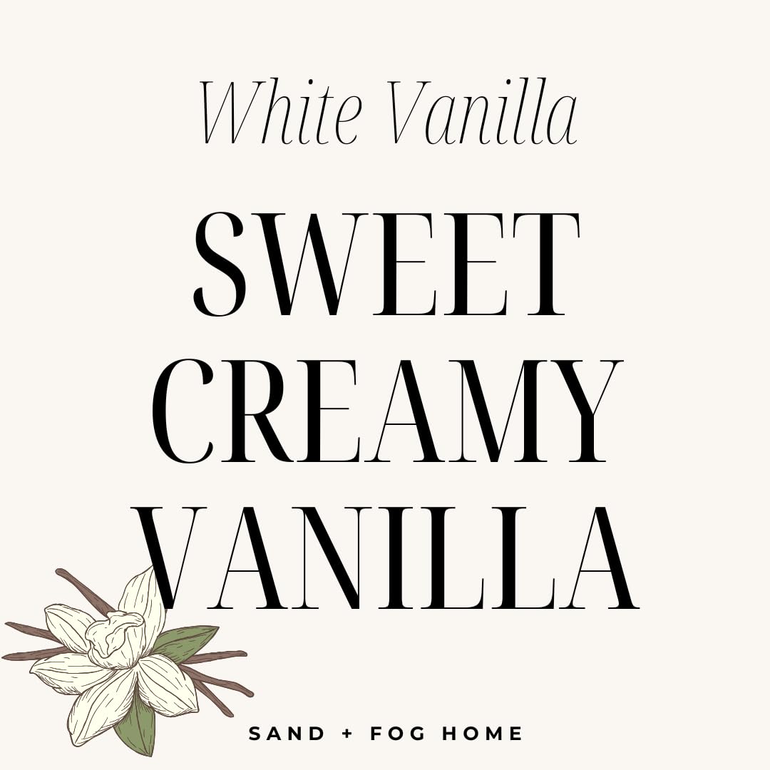 Sand + Fog Scented Candle - White Vanilla - Additional Scents and Sizes – 100% Cotton Lead-Free Wick - Luxury Air Freshening Jar Candles - Perfect Home Décor for Your Cocktail Table – 34 oz