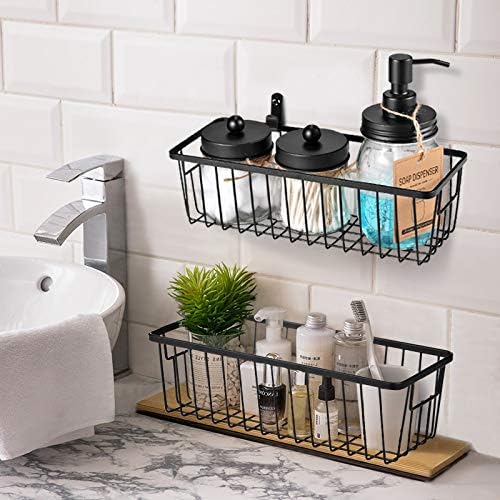 SheeChung Farmhouse Decor Metal Wire Bathroom Storage Organizer Basket Bins