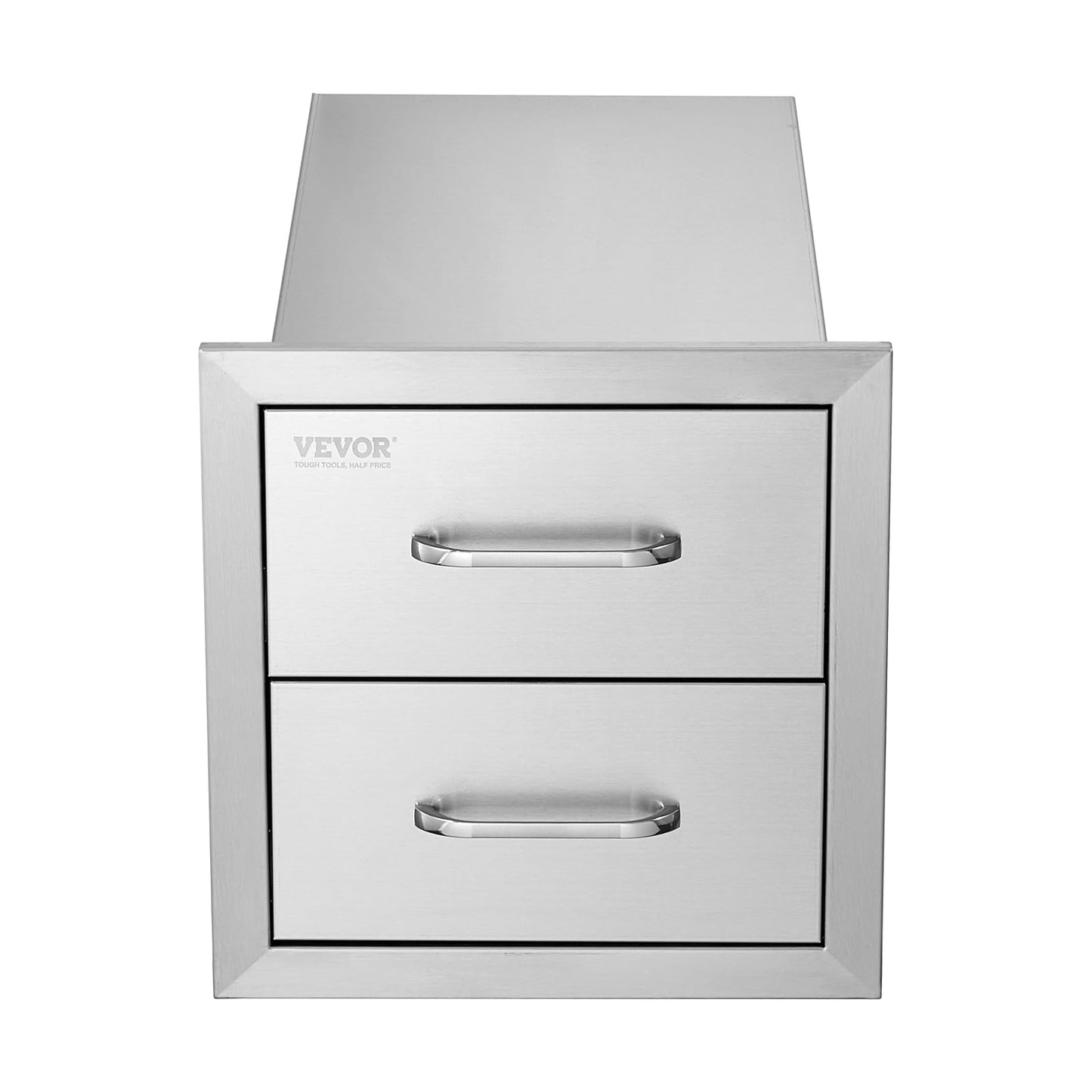 VEVOR Outdoor Kitchen Cabinets 14W x 14.3H x 23D Inch, BBQ Island Drawers Stainless Steel, Flush Mount Double with Handle, BBQ Island for Outdoor Kitchens or Grill Station