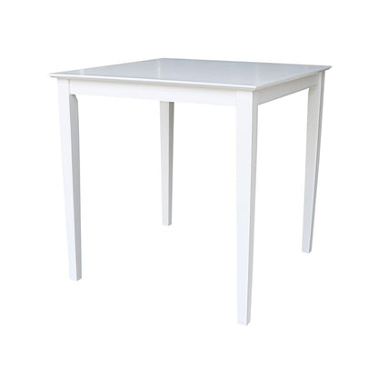 Solid Wood Counter Height Dining Table, 36 Inch High, White