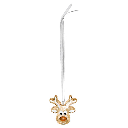 SWAROVSKI Gingerbread Reindeer Ornament, for Hanging on a Tree or for Display, Gold Crystal with Copper Accent and Print Face, Part of The Swarovski Joyful Ornaments Collection