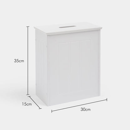 VonHaus Bathroom Storage Box - White Bathroom Unit with Lid - Storage for Cleaning Products, Toilet Roll & More - Slim & Compact Organiser Unit - Shaker Style Tidy Box