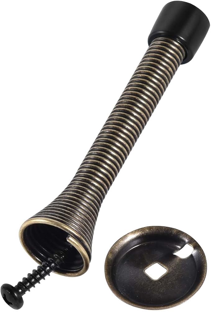 KISEER 12 Pack Spring Door Stops 3 1/4 Inch Flexible Heavy Duty Spring Door Stopper with RustProof Screw Rubber Bumper Tips (Oil Rubbed Bronze)