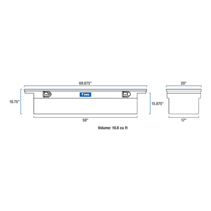 UWS EC10802 69-Inch Gloss Black Heavy-Wall Aluminum Deep Truck Tool Box with Low Profile, RigidCore Lid