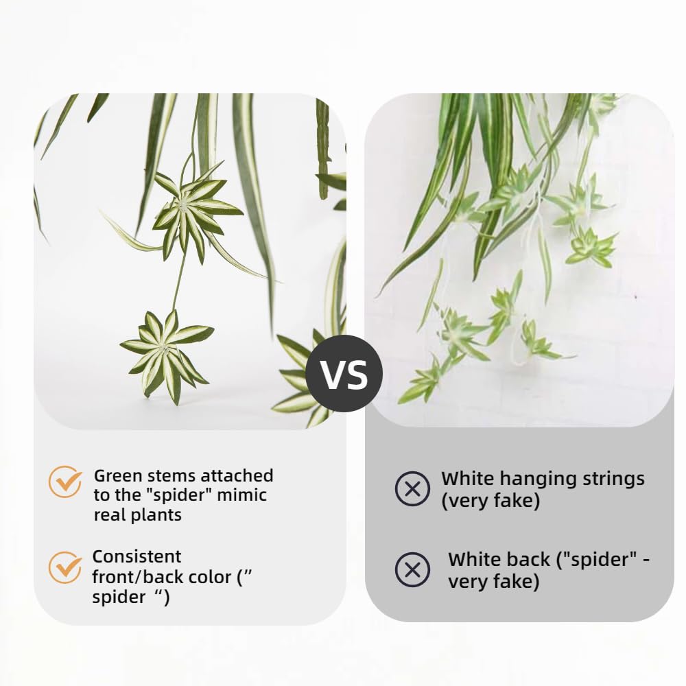 Sousi 3pcs Artificial Spider Plant Silk Faux Chlorophytum Comosum Fake Spider Hanging Plant Decor for Outdoor Indoor Home Garden Office Decoreation (23.62'')(Pot Not Included)