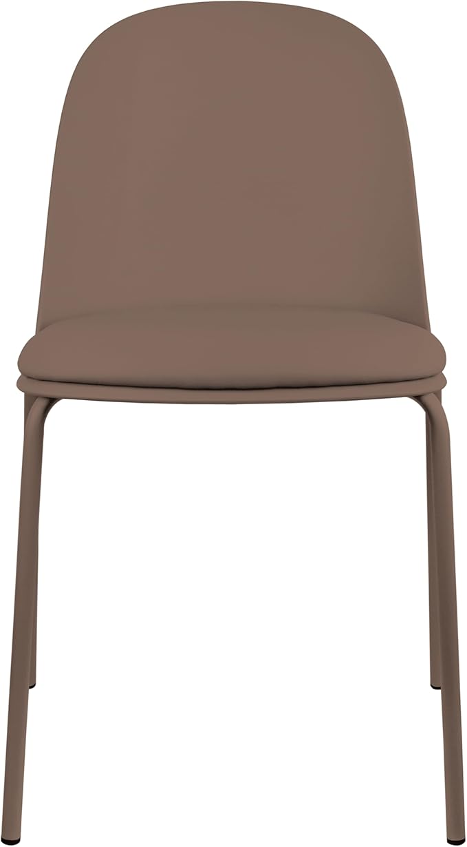 2xhome Parent Modern Stackable Armless Dining Chair | Plastic Shell Seat with Metal Legs | Indoor or Outdoor Use | Home Kitchen Patio (4, Brown, Padded Seat)