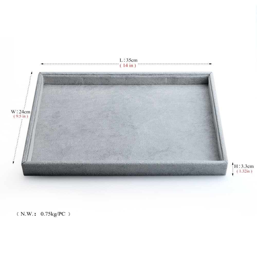 Oirlv Velvet Stackable Jewelry Trays Grids Rings Earrings Bracelet Watch Showcase Display Tray